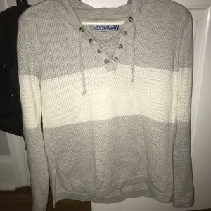 Intermix grey striped Cardigan lace up sweater XS